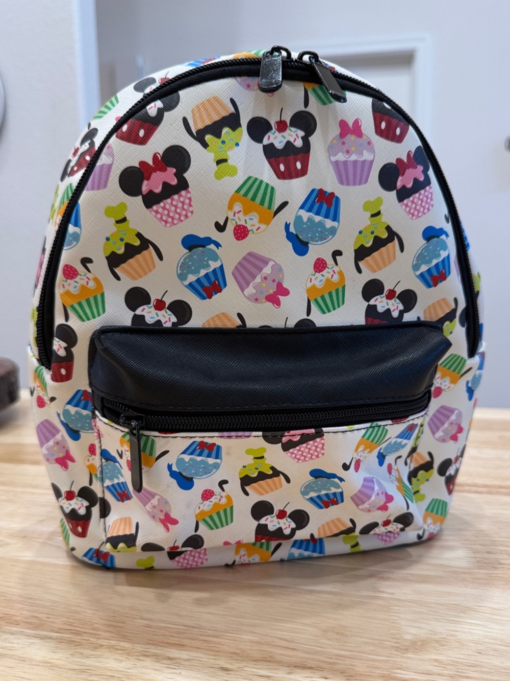 Disney White Mini Backpack with Multicolored Cupcake Print